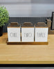 Load image into Gallery viewer, Rae Dunn Set of 3 Wooden Kitchen Canisters with Wooden Tray
