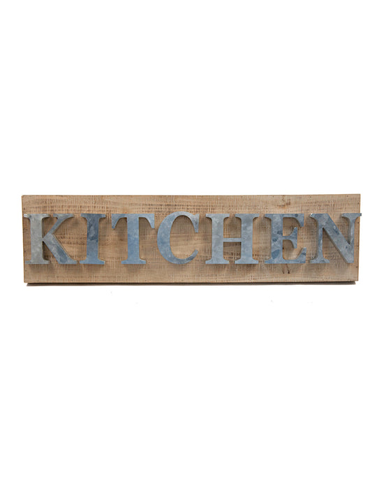 "Kitchen" Wooden and Galvanized-Metal Kitchen Wall Sign