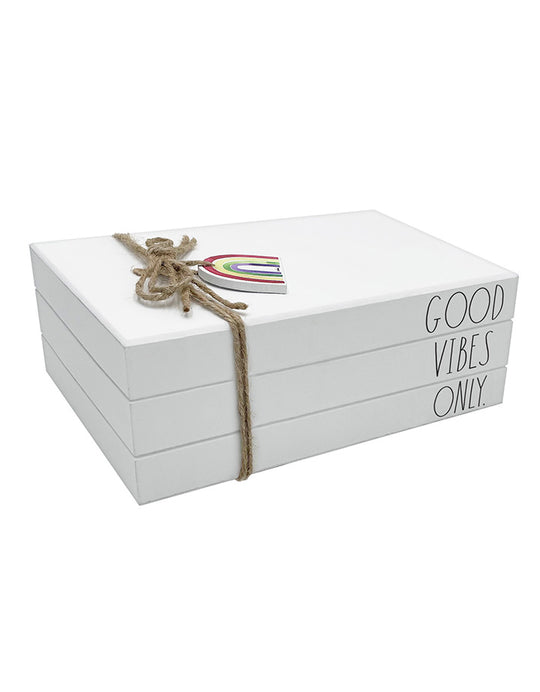 Rae Dunn “Good Vibes Only” Wooden Fake Decor Books