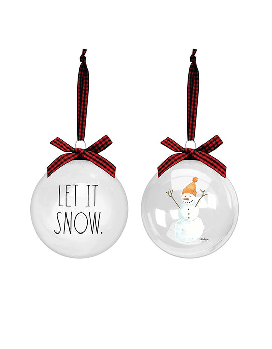 Rae Dunn "Let it Snow" Set of 2 Christmas Ornaments Balls