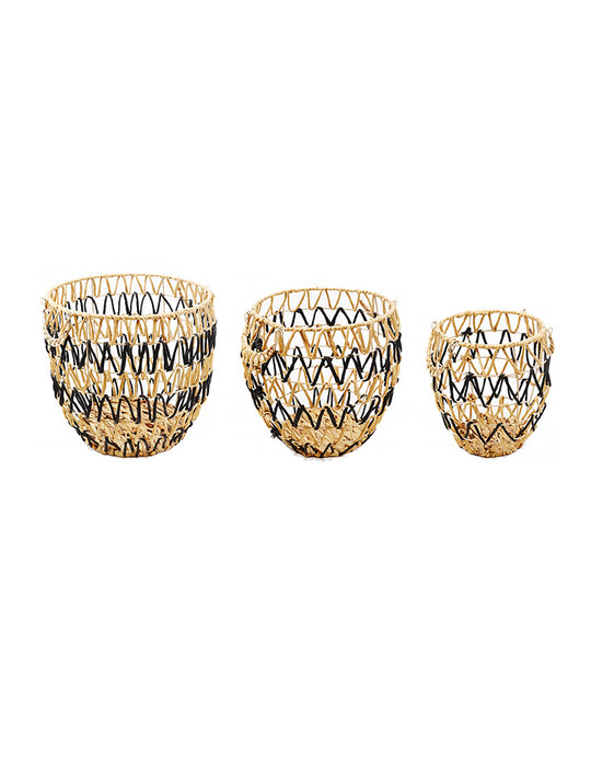 Becki Owens Set of 3 Rounded Woven Seagrass Baskets
