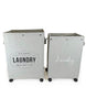“Self-Service Laundry” Set of 2 Grey Rolling Laundry Hampers