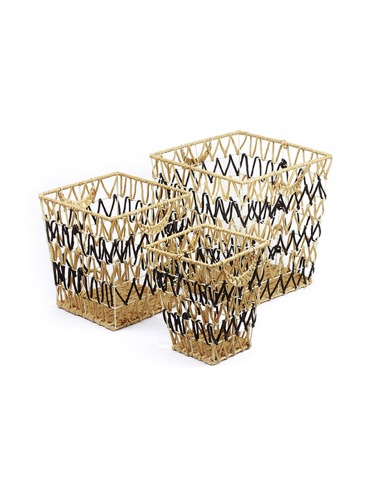 Becki Owens Set of 3 Rectangular-Shape Woven Baskets