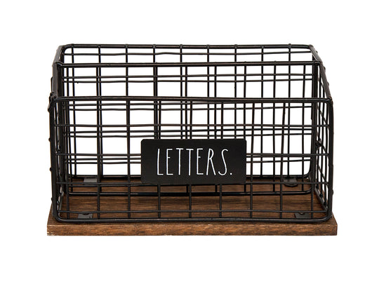 Rae Dunn "Letters" 3 Sections Wired Letter and File Holder