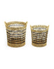 Becki Owens Set of 2 Rounded Woven Baskets with Wire Frame
