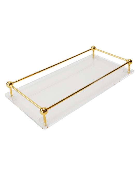 Simply Brilliant Acrylic Toilet Tank Tray with Golden Tubes