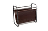 Load image into Gallery viewer, Free Standing Metal Frame Brown Faux Leather Magazine Holder
