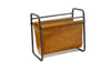Load image into Gallery viewer, Free Standing Metal Camel Brown Faux Leather Magazine Holder

