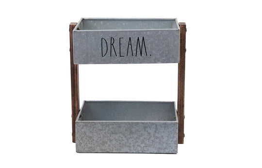 Rae Dunn "Dream" 2 Tiers Galvanized Metal Storage Caddy