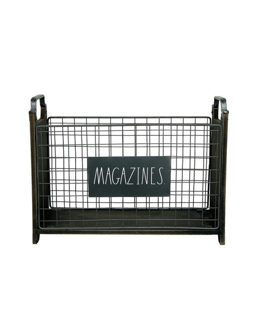 Rae Dunn "Magazines" Wire Metal Black Magazine Holder