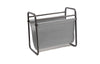 Free Standing Grey Metal and Leather Magazine Holder