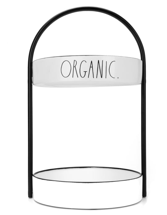 Rae Dunn “Organic” Two-Tier White Metal Tray with Handle