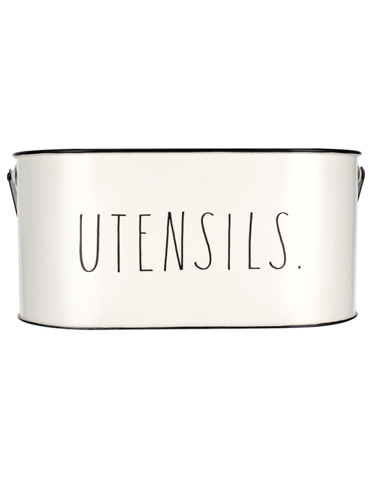 Rae Dunn “Utensils” 4 Section Metal White Utensil Caddy