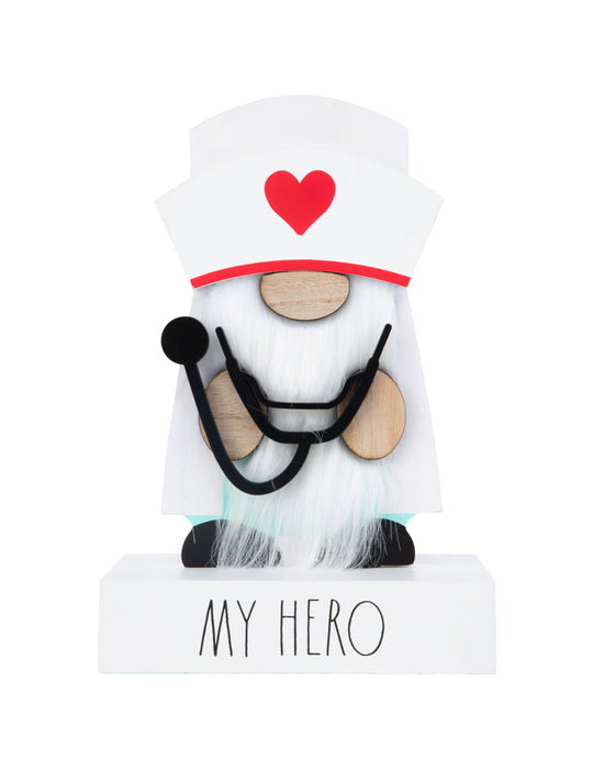 Rae Dunn "My Hero" Wooden Nurse Gnome Décor