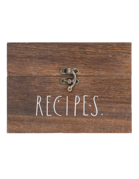 Rae Dunn “Recipe” Wooden Rustic Recipe Box for Cards