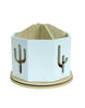 Load image into Gallery viewer, White Wood 4 Sections Spinning Organizer with Cactus Cutouts
