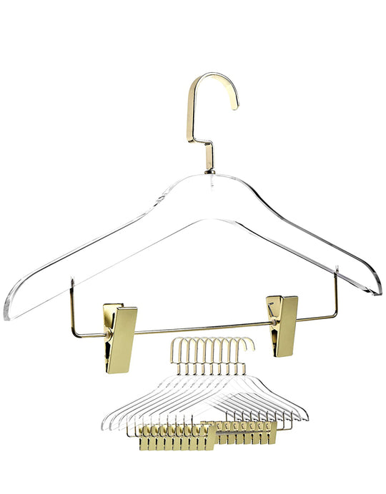 Simply Brilliant Gold Skirt Clips Acrylic Hangers - 10 Pack