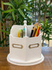 Load image into Gallery viewer, White 6 Sections Rotating Organizer for Small Supplies
