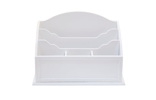 White Wooden 5 Sections Office Supplies Desk Organizer