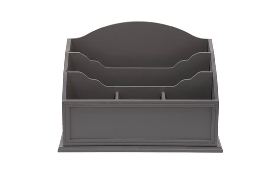 Grey Wooden 5 Sections File and Desk Organizer