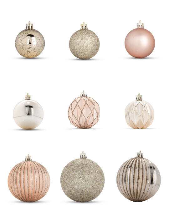 Becki Owens Set of 50 Champagne Gold and Pink Tree Ornaments