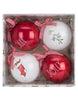 Rae Dunn “Holly Jolly” Set 4 Christmas Red and White Balls