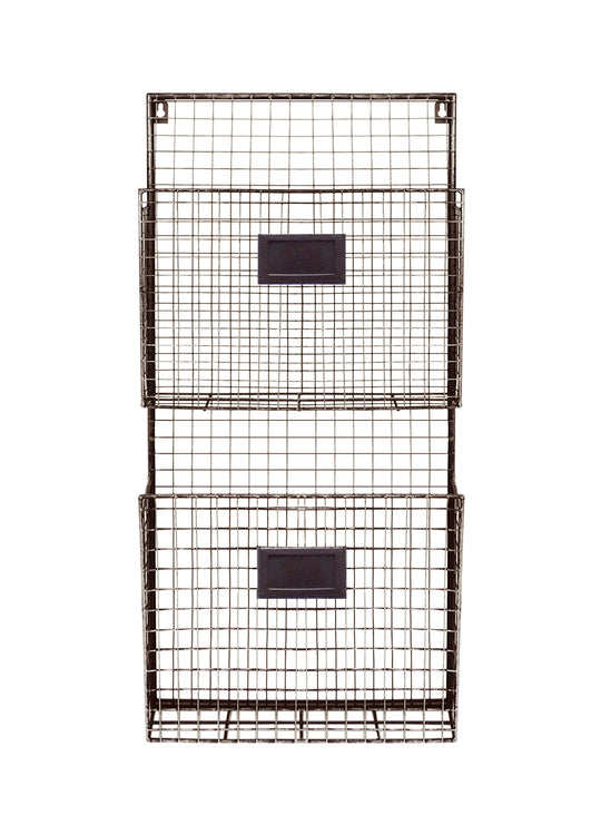 2 Tier Copper-Colored Metal Wire Wall-Mounting File Holder