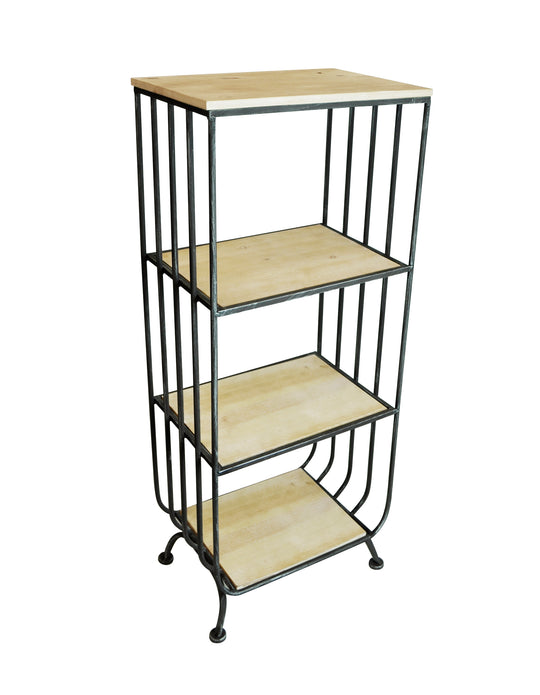 4-Tiers Metal and Wooden Shelf Organizer