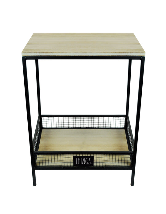 Rae Dunn “Things” Two-Tiers Side Table with Basket