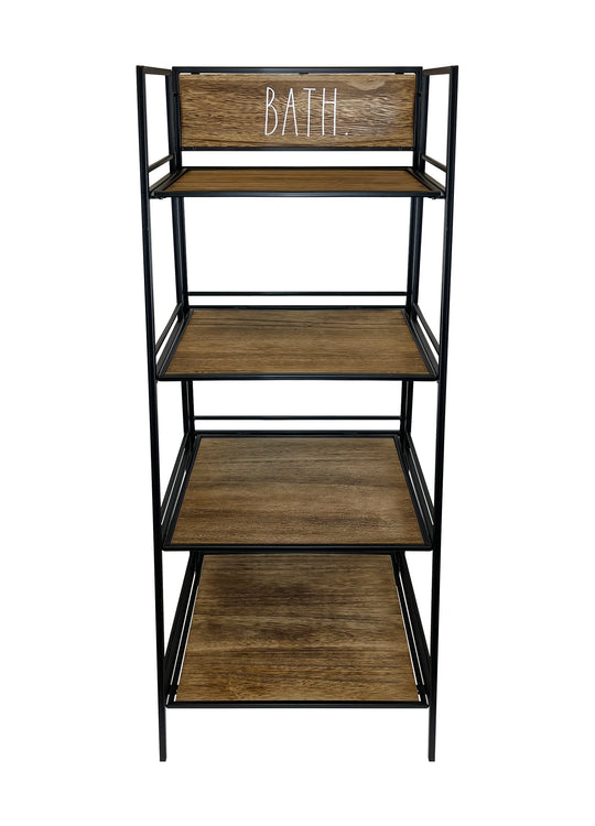 Rae Dunn “Bath” 4 Tiers Dark Wooden Bathroom Shelf Organizer