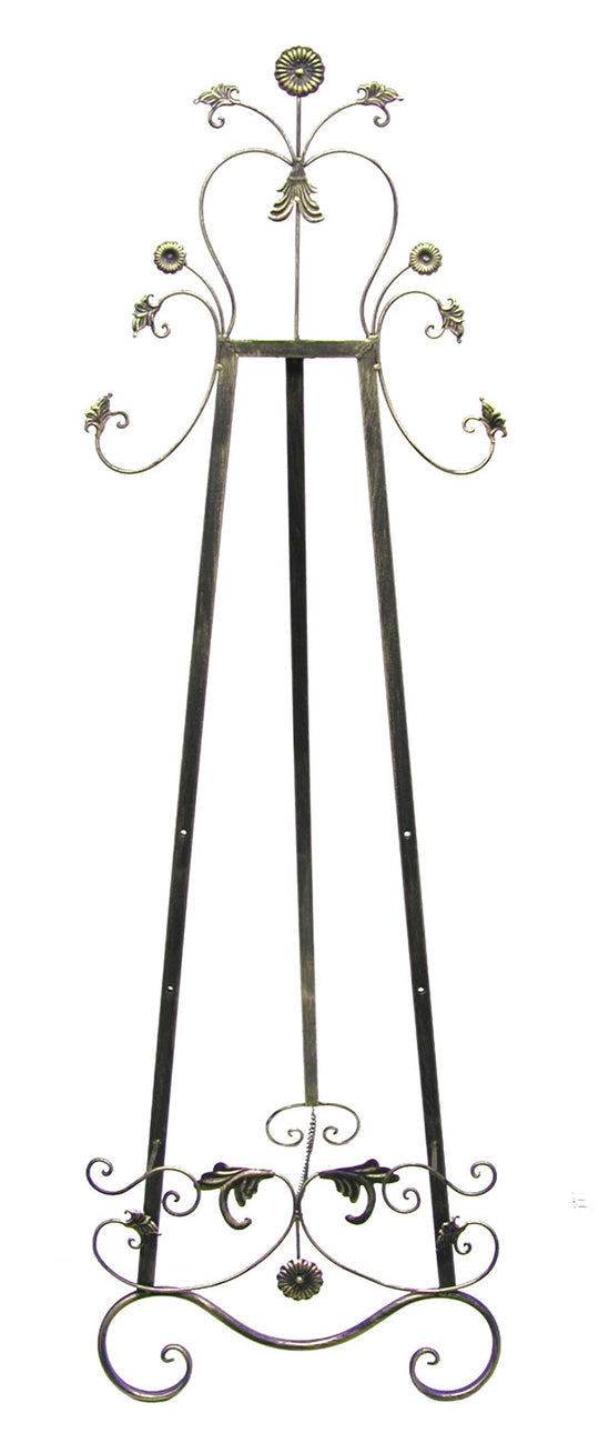 Antique Brass Floor Easel with Leaves Shapes at Top
