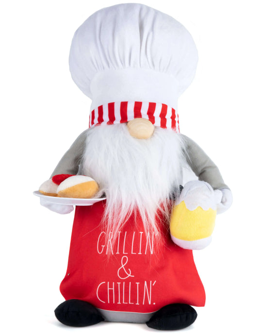 Rae Dunn “Grillin’ & Chillin’” BBQ-Theme Gnome Holding Beer