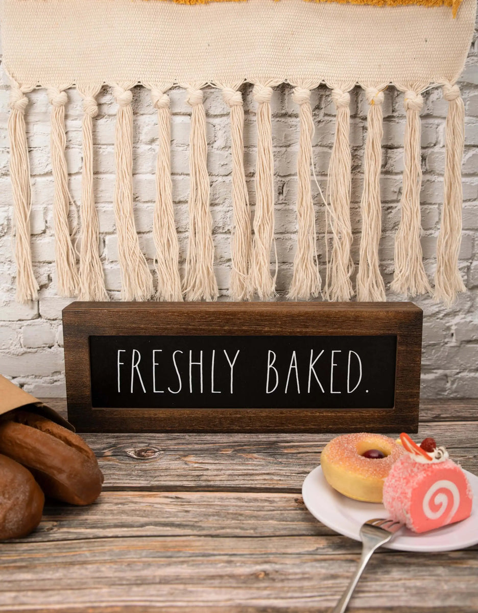 Rae Dunn Freestanding Wooden “Freshly Baked” Sign DesignStyles
