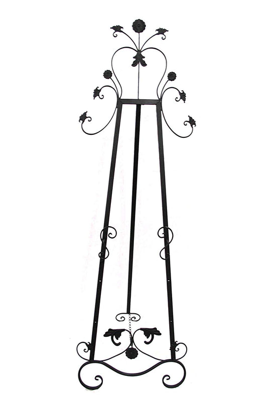 Tripod Black Decorative Easel Stand with Leaves Shapes Top
