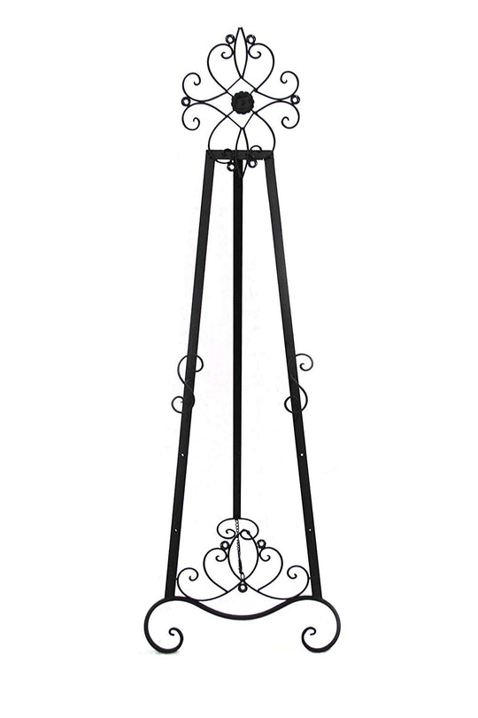 Tripod Black Decorative Metal Easel with Flower Shape Top