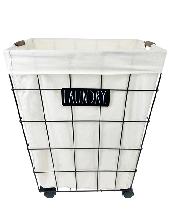 Rae Dunn “Laundry” Rectangular Black Wire Laundry Basket