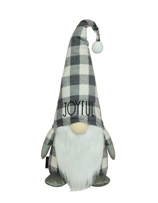 Rae Dunn “Joyful” Plush Checkered Black and White Gnome