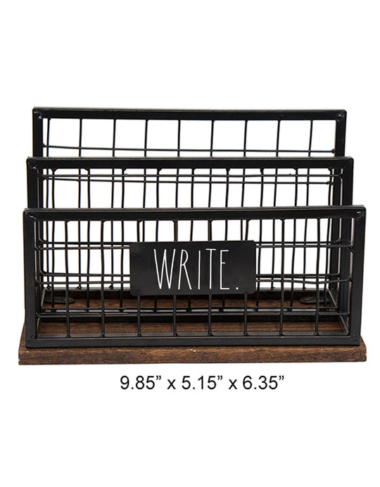 Rae Dunn “Write” Metal Black Wire File Holder for Desk