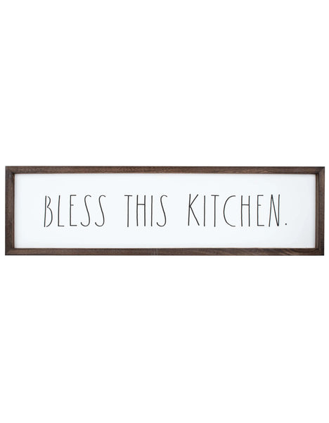 Rae Dunn Wall Large Wooden “Bless This Kitchen” Sign | DesignStyles