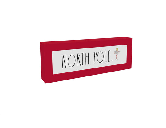 Rae Dunn Wooden Red Christmas Tabletop North Pole Sign