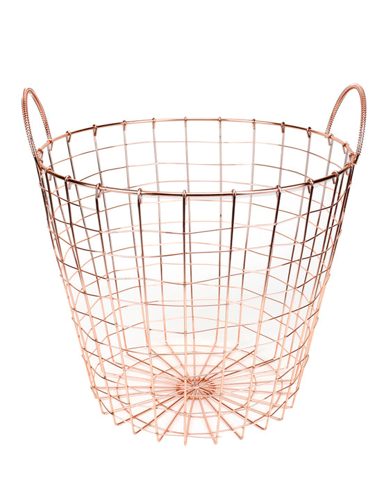 Circular Copper Wire Basket for Blankets and Cloths