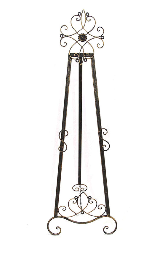 Dark Brass Tripod Tall Floor Easel with Flower Shape Top