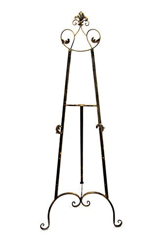Decorative Dark Gold Tripod Easel with Leaf Shape at Top