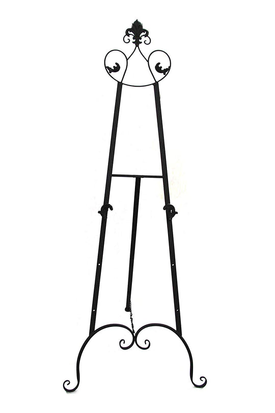 Tripod Decorative Metal Black Easel with Leaf Shape Top