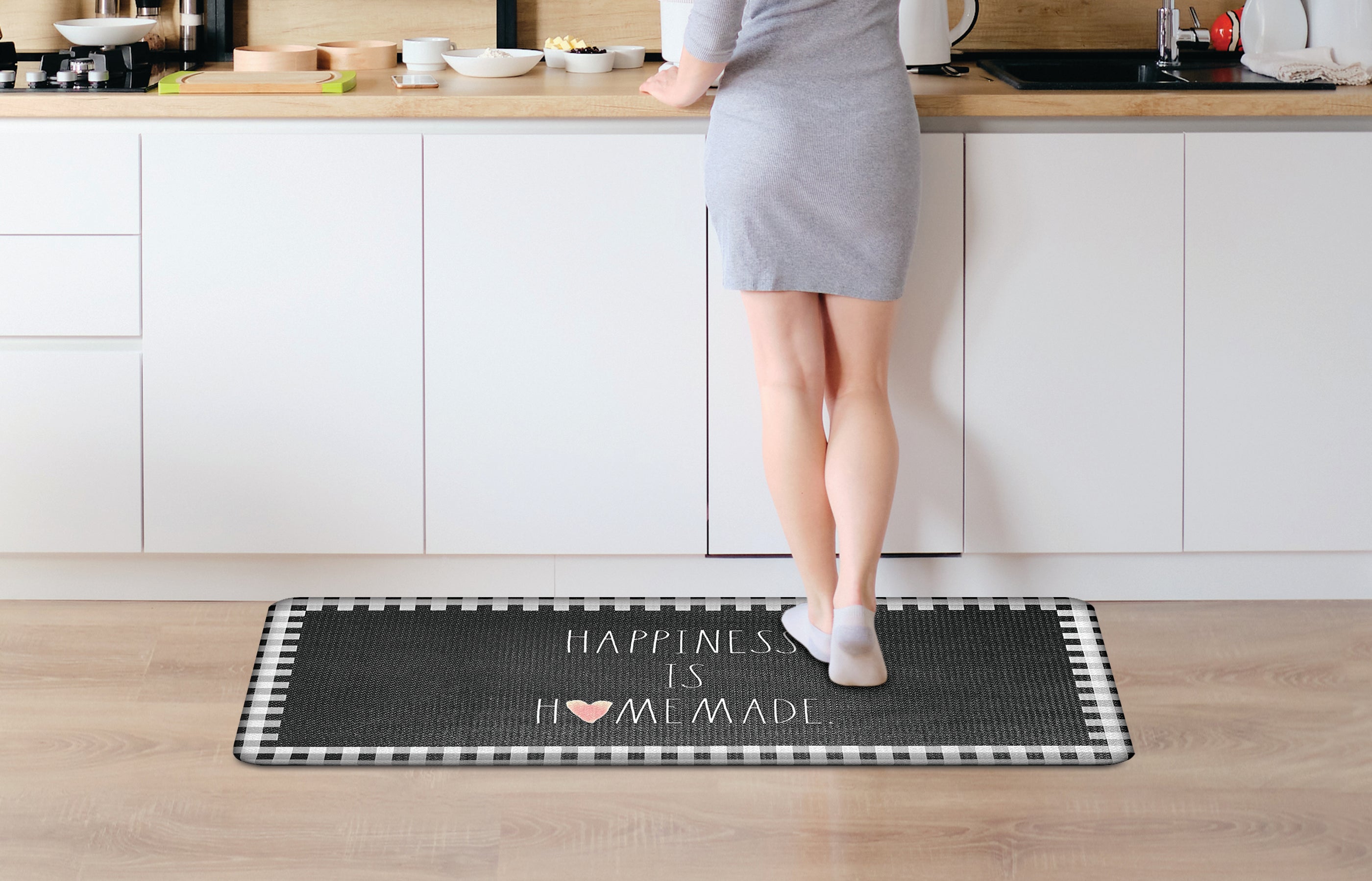 Rae Dunn “Happiness” Decorative AntiFatigue Kitchen Mat DesignStyles