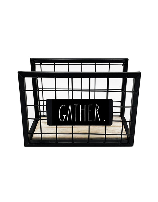 Rae Dunn “Gather” Black Farmhouse Wire Napkin Holder