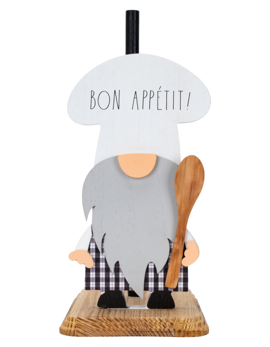 “Bon Appétit” Rae Dunn Paper Towel Holder with Gnome Cutout