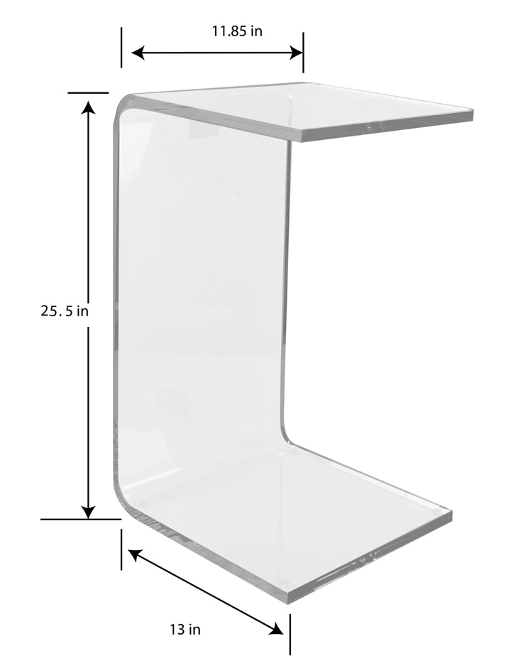 Penmore Brooke Elegant Acrylic C Shape Table | DesignStyles