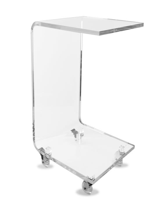 Penmore Brooke Acrylic C Shape Table with Wheels