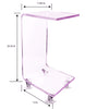 Load image into Gallery viewer, Penmore Brooke Pink Edges Acrylic C Shape Table with Wheels

